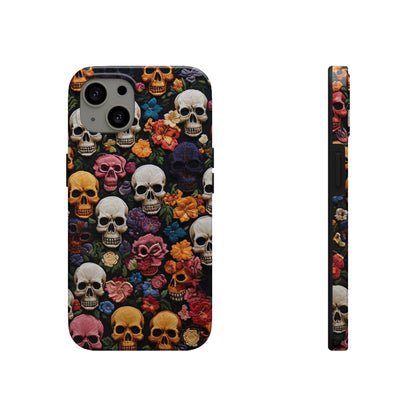 Embroidery Style Skulls Goth Dark Academia Tough Case iPhone Case