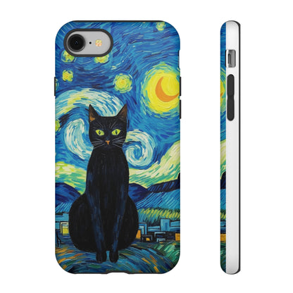 Starry Night Van Gogh Black Cat iPhone, Samsung Galaxy, Google Pixel  Case | Embrace Artistic Whimsy and Feline Charm