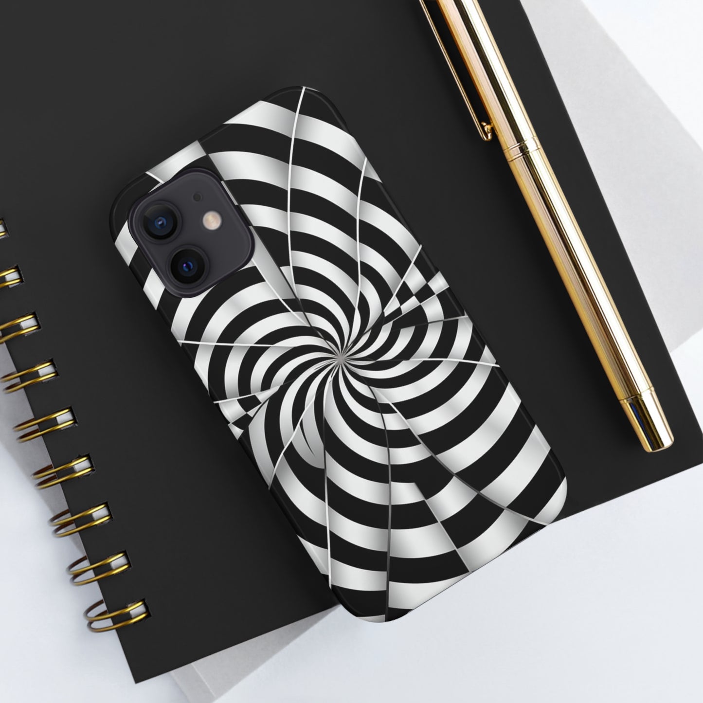 Trippy Black and White Optical Illusion Tough iPhone Case | Psychedelic Phone Cover