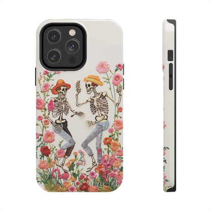 Dancing Halloween Skeletons Embroidery iPhone Case | iPhone X to iPhone 14 Pro Max