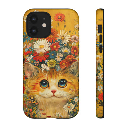 Cute Cat in Floral Garden Phone Case