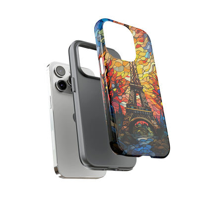 Parisian Elegance: Stained Glass Eiffel Tower | Artistic Flair iPhone Case for iPhone Models 11 through 14 Pro Max, Samsung Galaxy, and Google Pixel