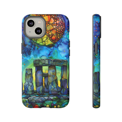 Stonehenge Neolithic Full Moon Stained Glass Watercolor Phone Cover