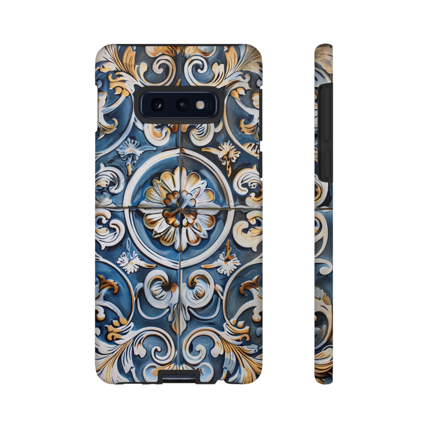 Azulejo Porcelain Blue & Creamy White Tile Mediterranean Design Phone Case