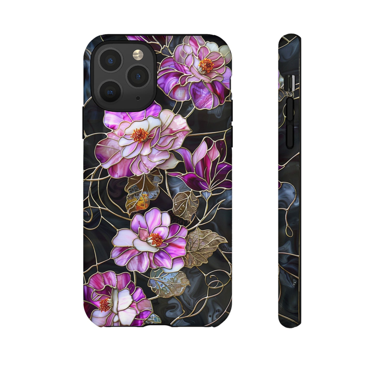 Magenta Color Floral Stained Glass Phone Case