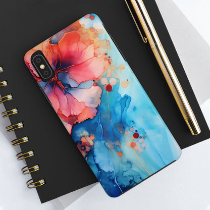 Marbled Floral Watercolor Phone Case | Embrace the Mesmerizing Multicolor Art