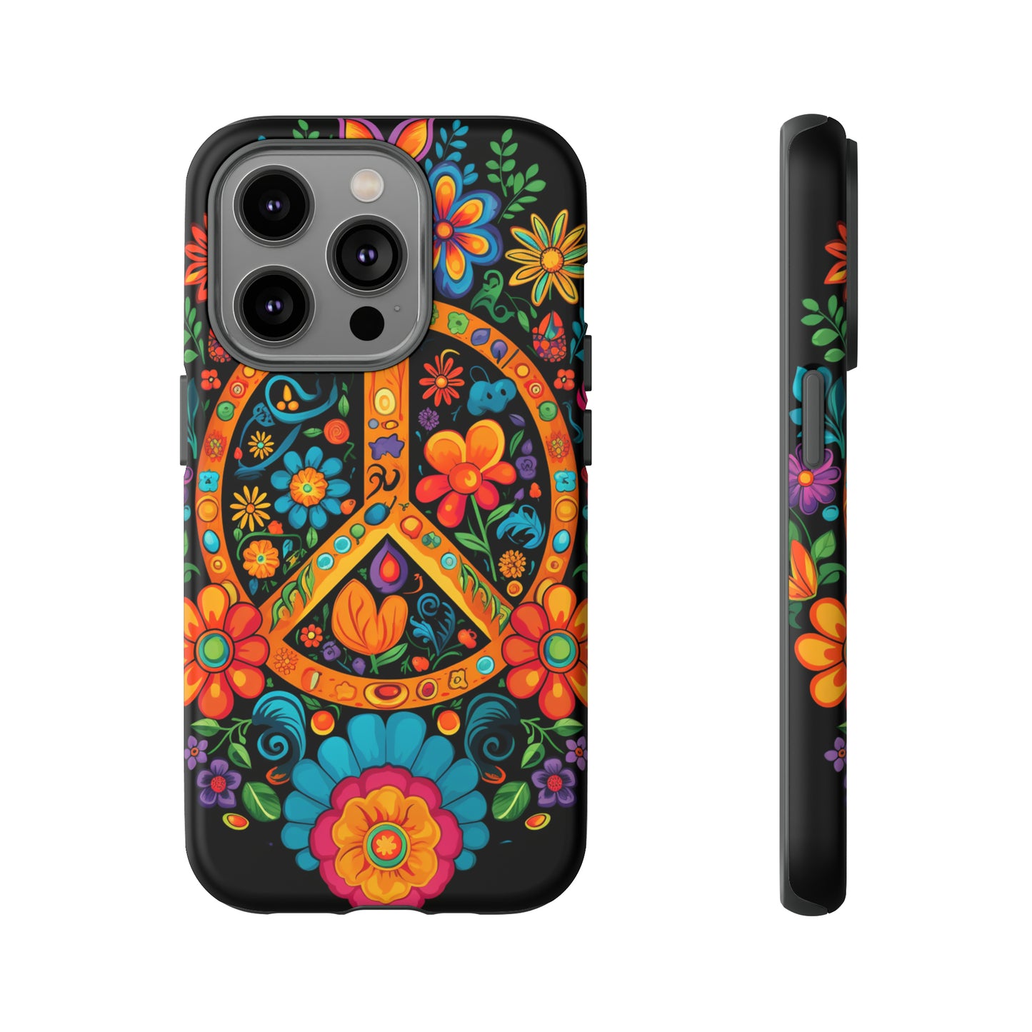 Peace Sign Embroidery Floral Hippie Style Phone Case