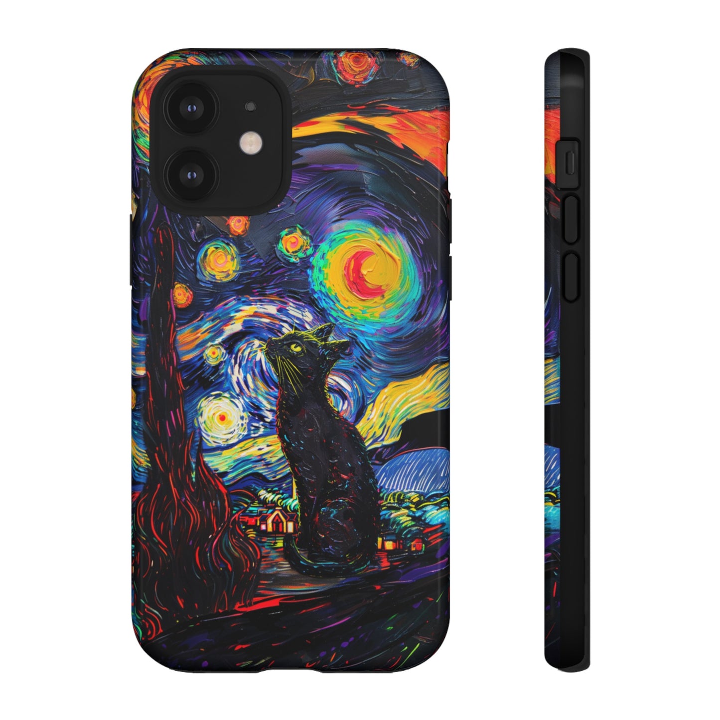 Starry Night Black Cat Van Gogh Painting Art Phone Case