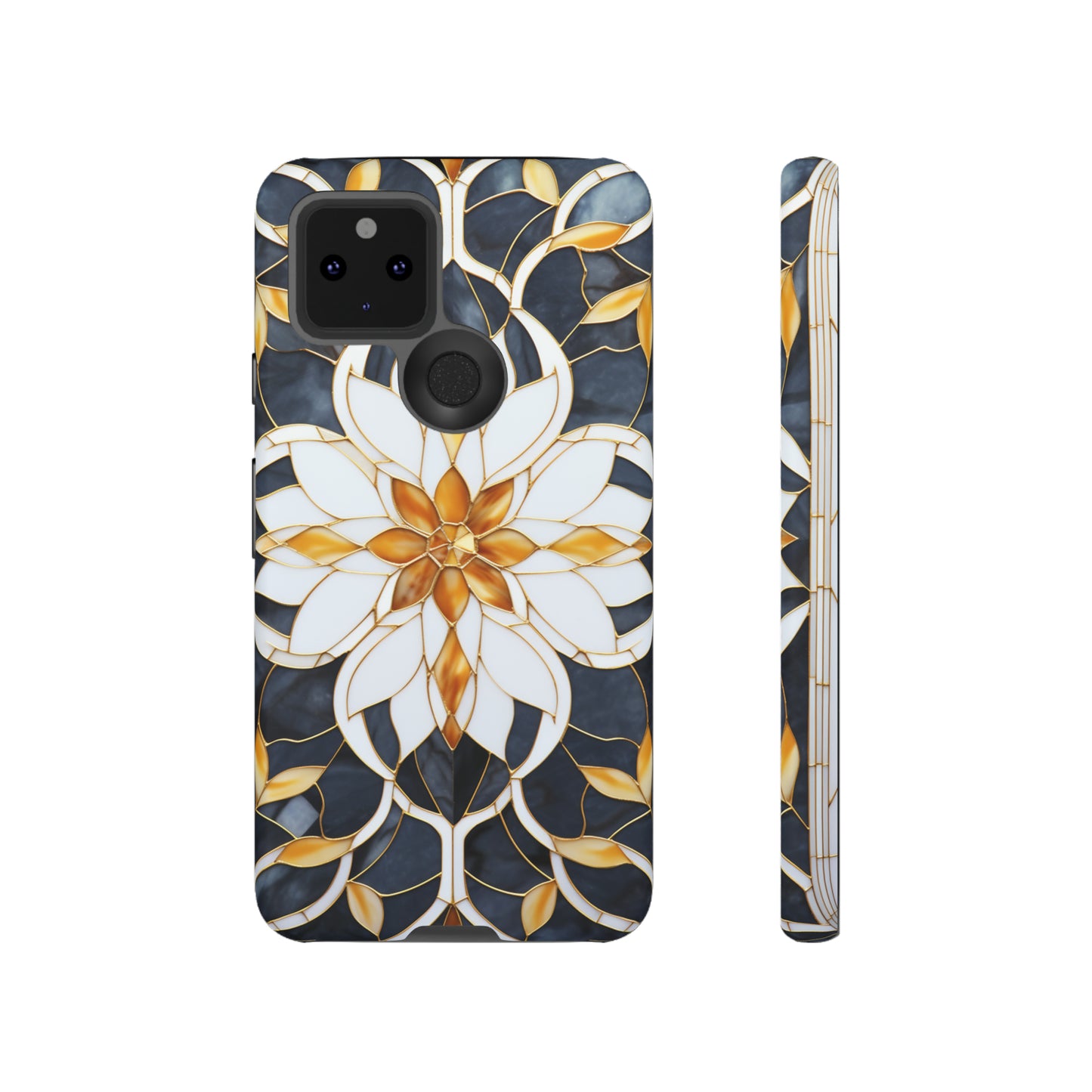 Art Deco Floral Gold & Blue Mosaic