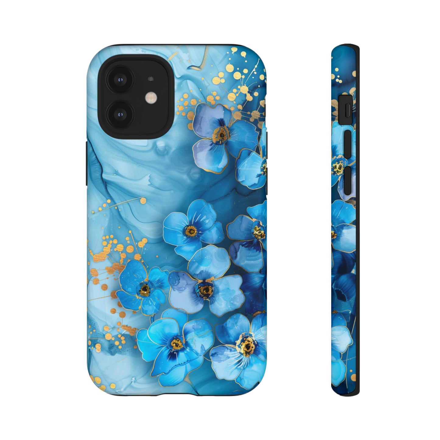 Forget Me Nots Gold Color Splash Floral Design Phone Case