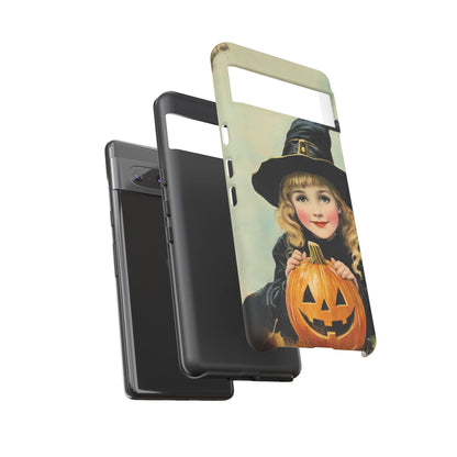 Vintage Halloween Card Witch and Jack-o'-lantern Phone Cover