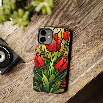 Stained Glass Tulip Floral Aesthetic iPhone Case | Embrace the Beauty of Nature in Full Bloom