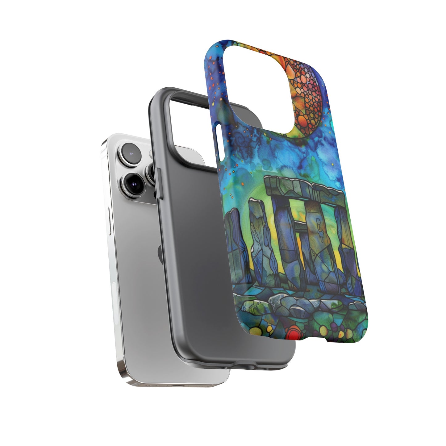 Stonehenge Neolithic Full Moon Stained Glass Watercolor Phone Cover