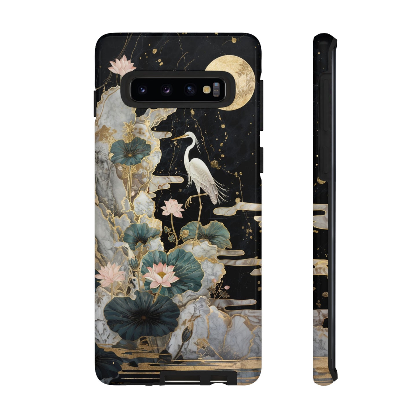 Heron and Moon Floral Zen Art Phone Case