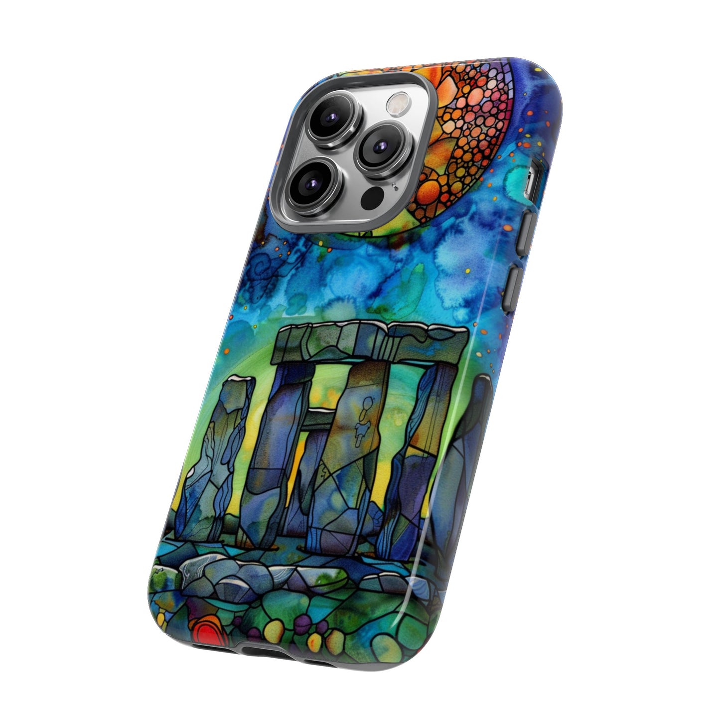 Stonehenge Neolithic Full Moon Stained Glass Watercolor Phone Cover