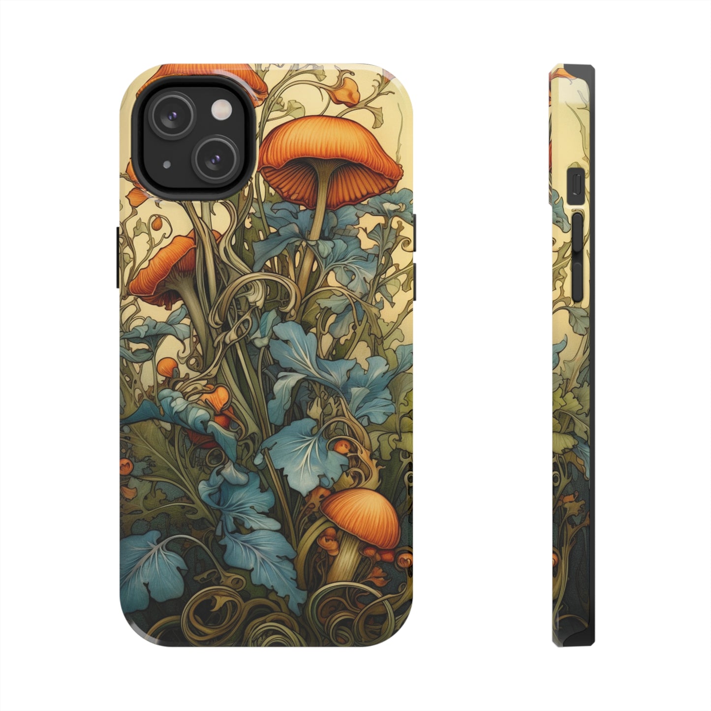 Vintage Mushroom iPhone Case Floral Aesthetic Art Nouveau Retro Phone Tough Case iPhone 14 Plus 13 12 7 8 SE Hippie Boho Style