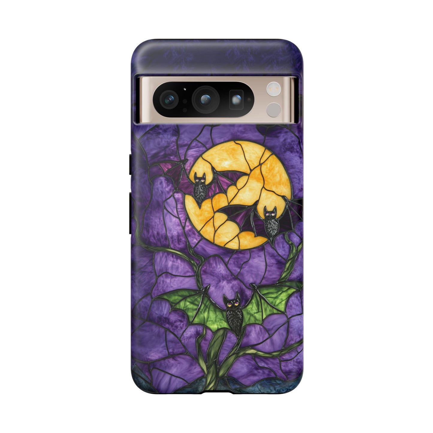 Full Moon Stained Glass Style Halloween Bats Phone Case