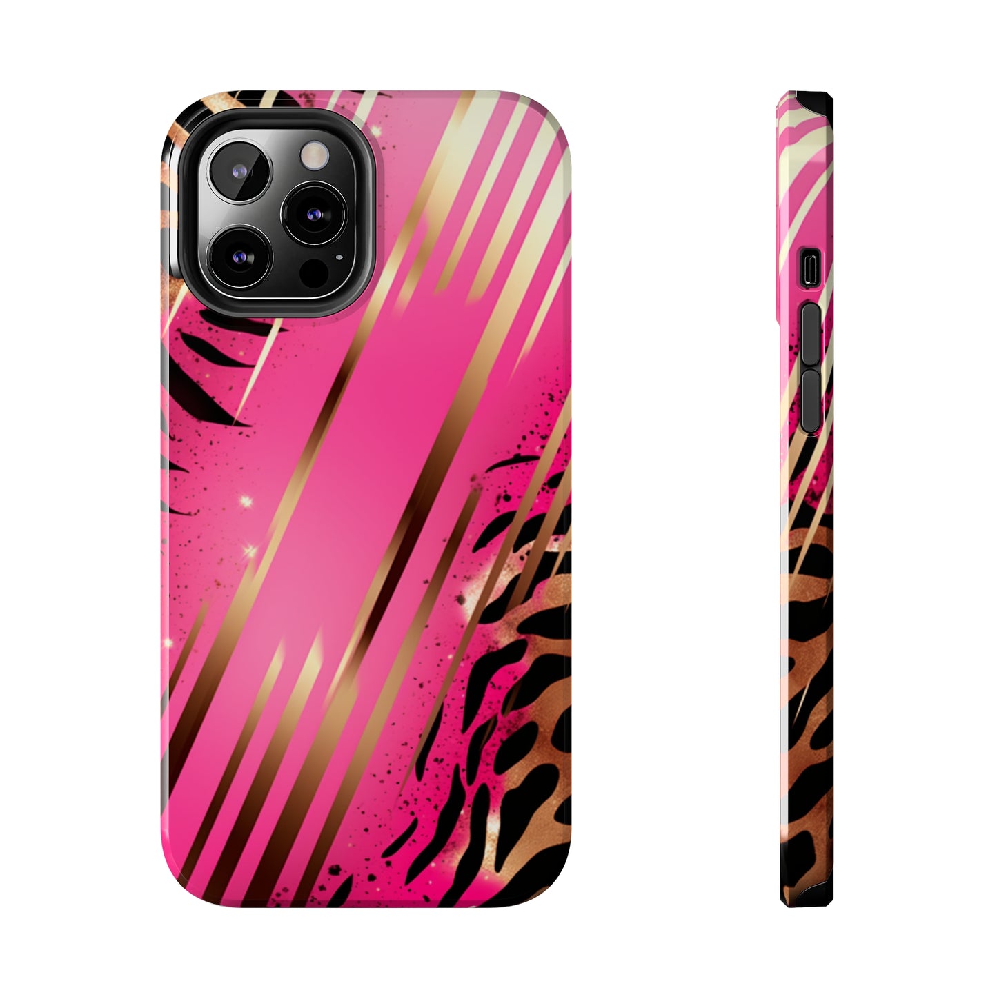 Elegant Wilderness: Pink & Gold Tiger Stripes | Mesmerizing Lush iPhone Case