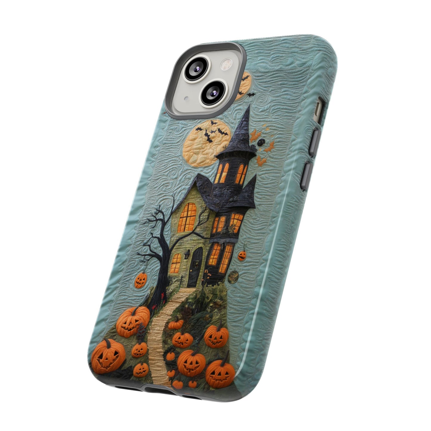 Halloween Haunted House Vintage Embroidery Style Phone Cover