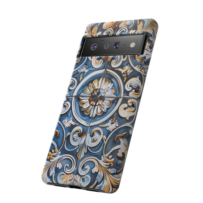 Azulejo Porcelain Blue & Creamy White Tile Mediterranean Design Phone Case