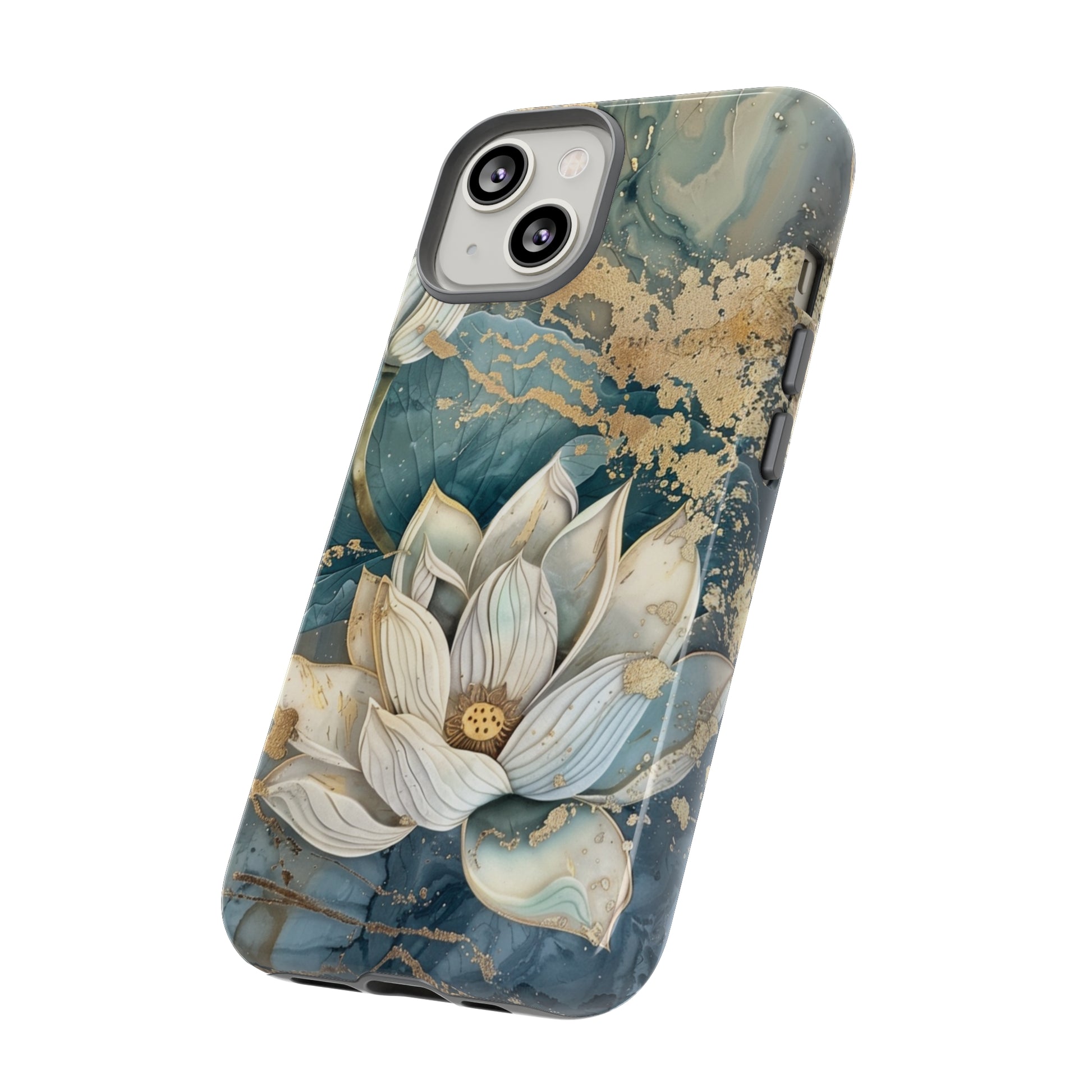 Zen Stained Glass Marble Lotus Floral Design iPhone Case