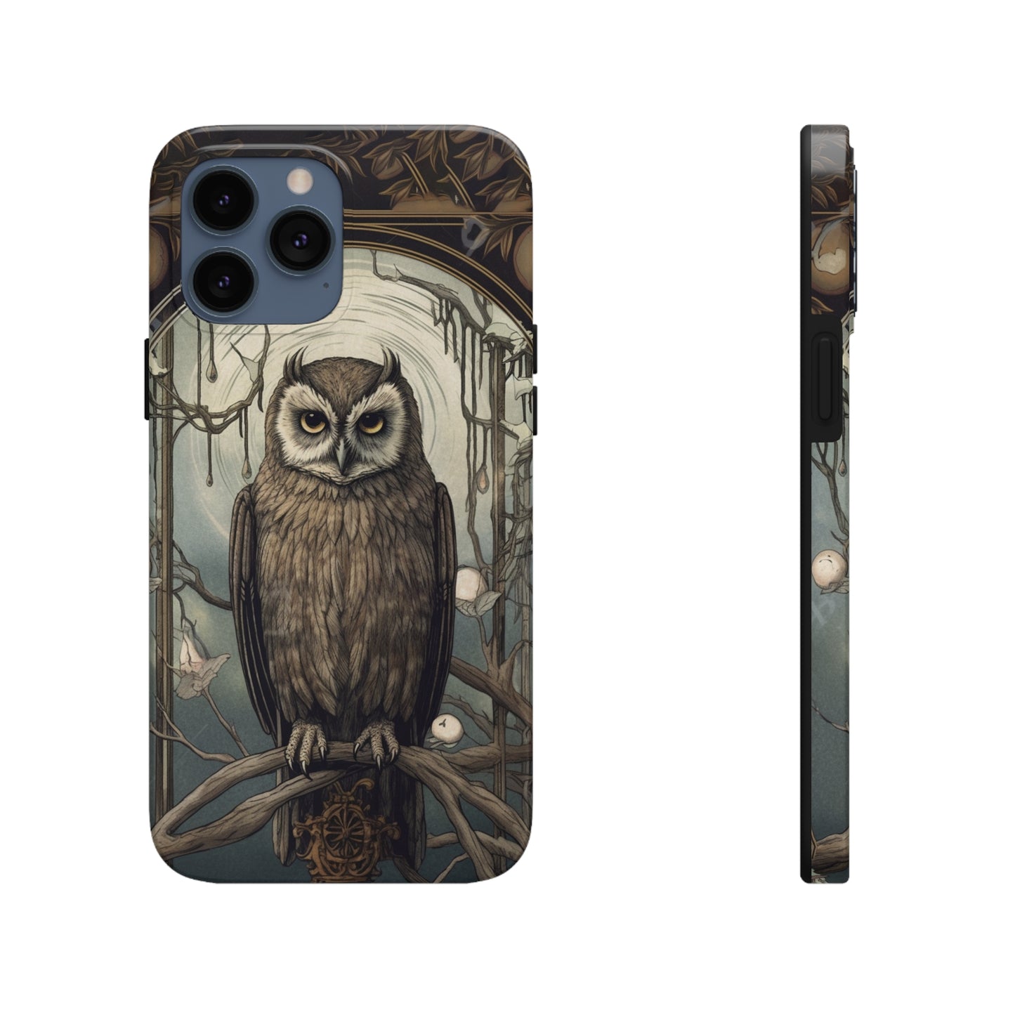 The Hermit Owl Tarot iPhone Tough Case | Embrace the Dark Academia Aesthetic and Retro Gothic Vibes with Captivating Tarot Design