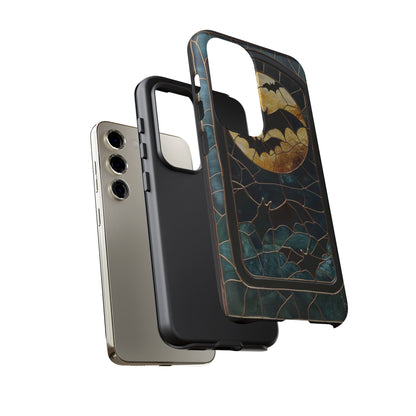 Halloween Phone Case Bats Stained Glass Style Spooky Moon Phone Cover