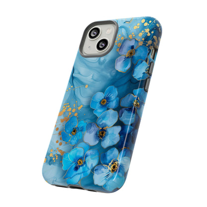 Forget Me Nots Gold Color Splash Floral Design Phone Case