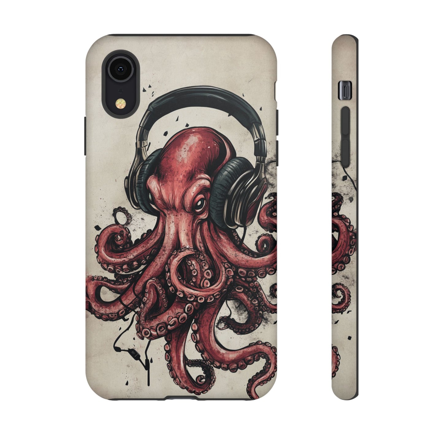 Retro Style Japanese Octopus Listening to Headphones Phone Cover