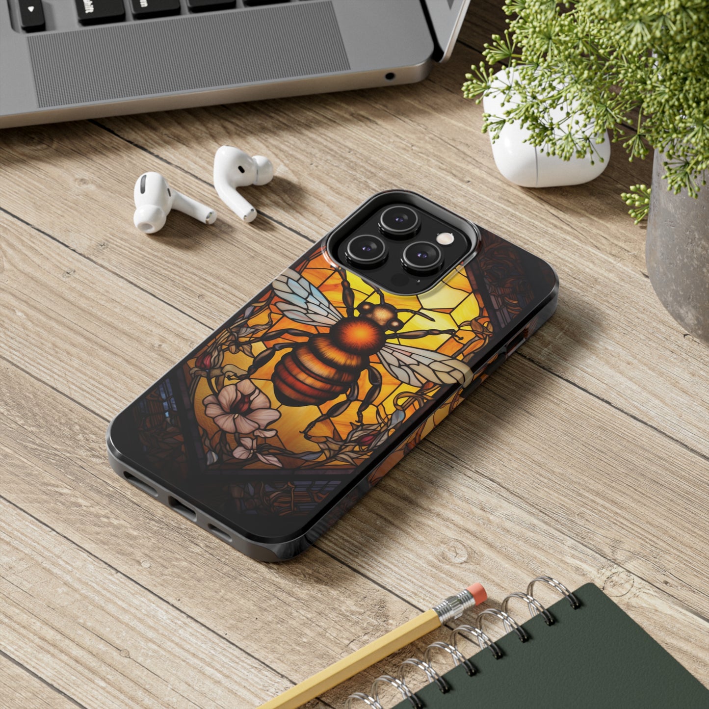 Stained glass Honey Bee iPhone Case | Embrace the Sweetness of Nature's Workers