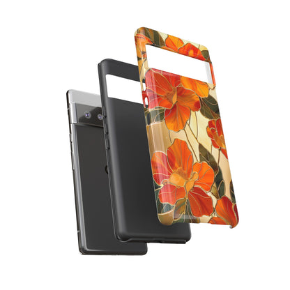 Orange Floral Phone Case Stained Glass Flower Aesthetic