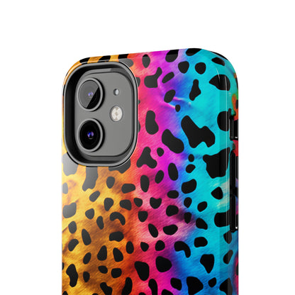 Kaleidoscopic Wild: Psychedelic Rainbow Leopard Print | Dazzling iPhone Case