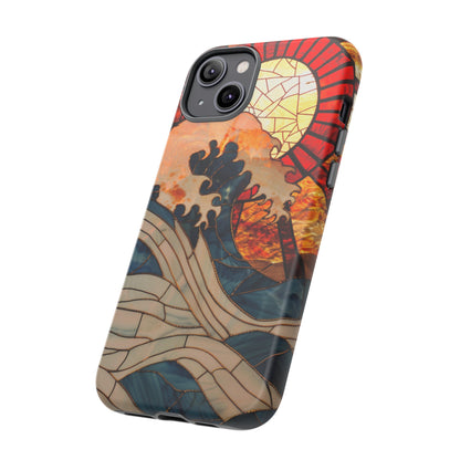 Japanese Rising Sun Phone Case Stained Glass Ocean Wave