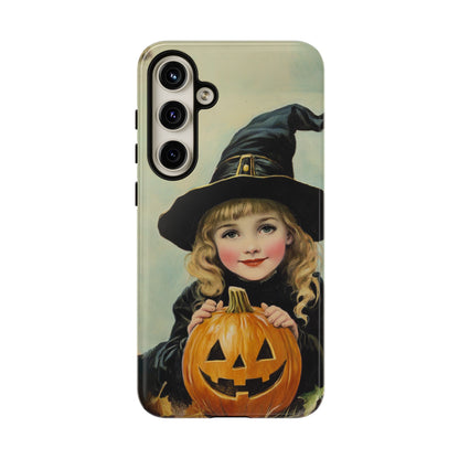 Vintage Halloween Card Witch and Jack-o'-lantern Phone Cover