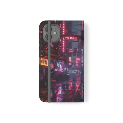 Cyberpunk City at Night Wallet Case