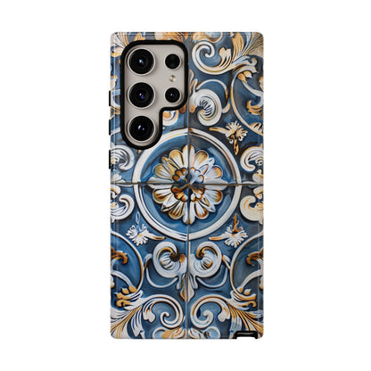 Azulejo Porcelain Blue & Creamy White Tile Mediterranean Design Phone Case