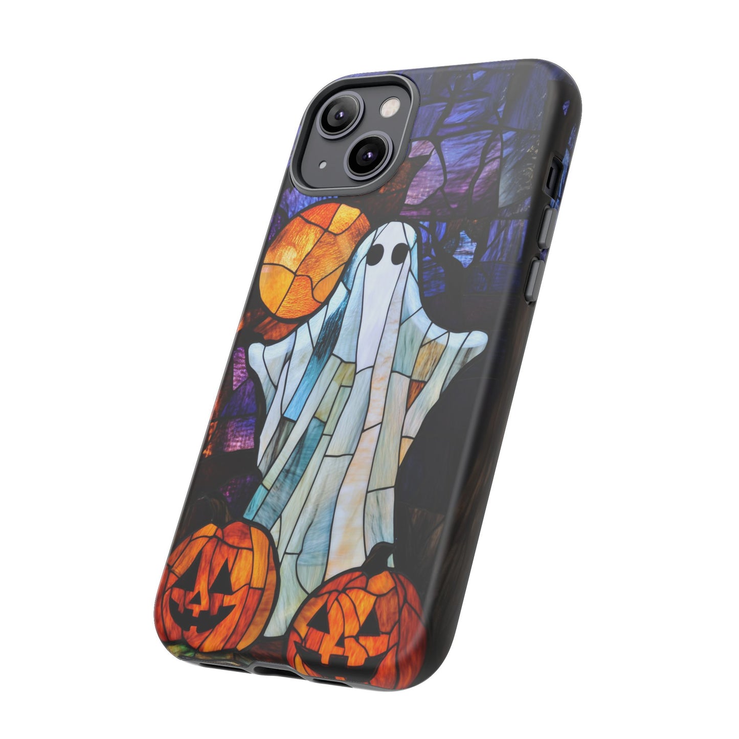 Stained Glass Halloween Ghost and Jack-o'-Lanterns Phone Cover