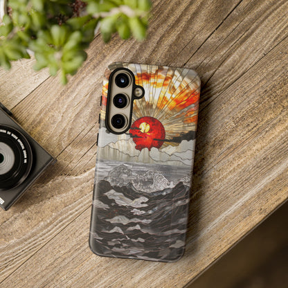 Japanese Rising Sun Phone Case Stained Glass Ocean Wave Phone Cover iPhone 15 Case