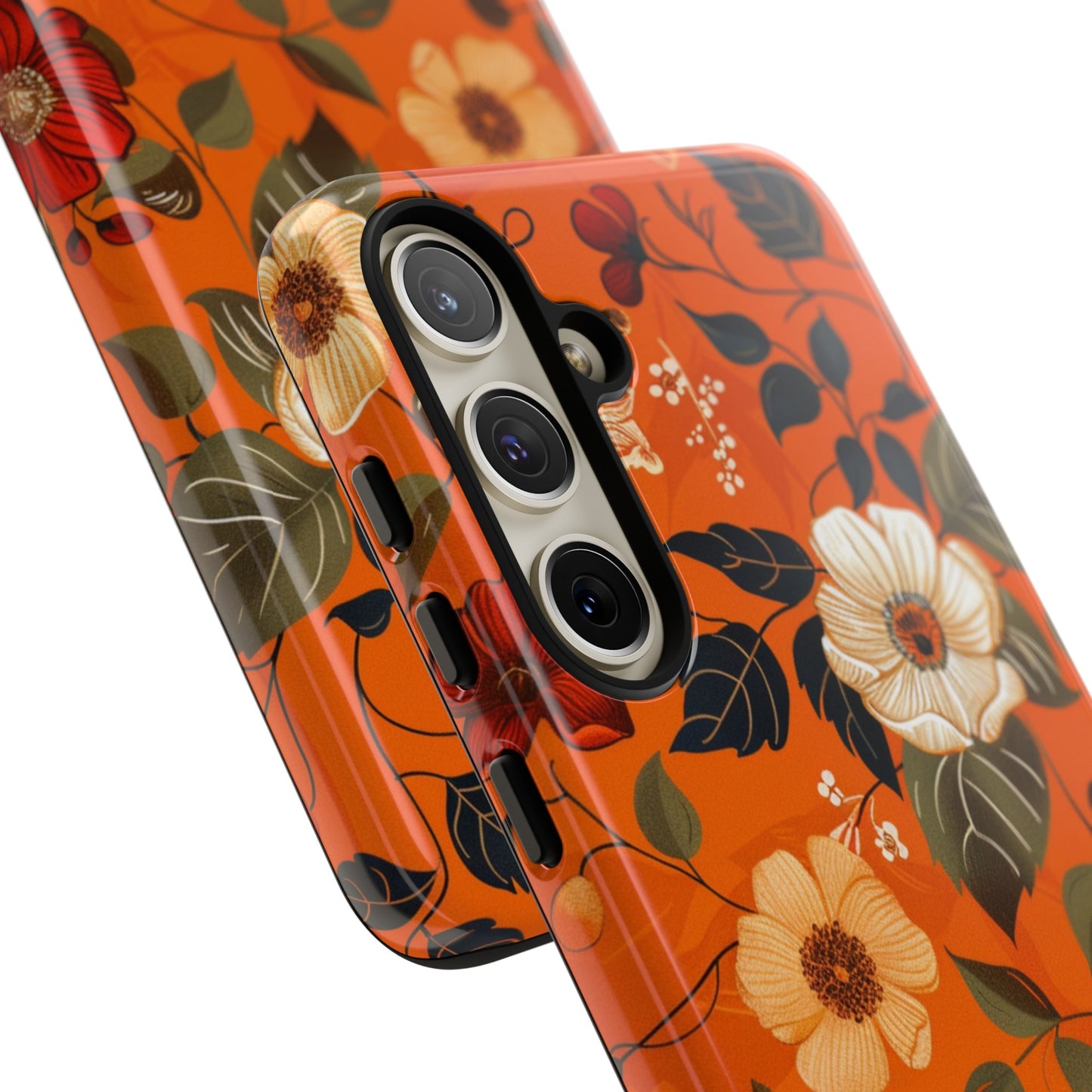 Orange Floral Phone Tough Case