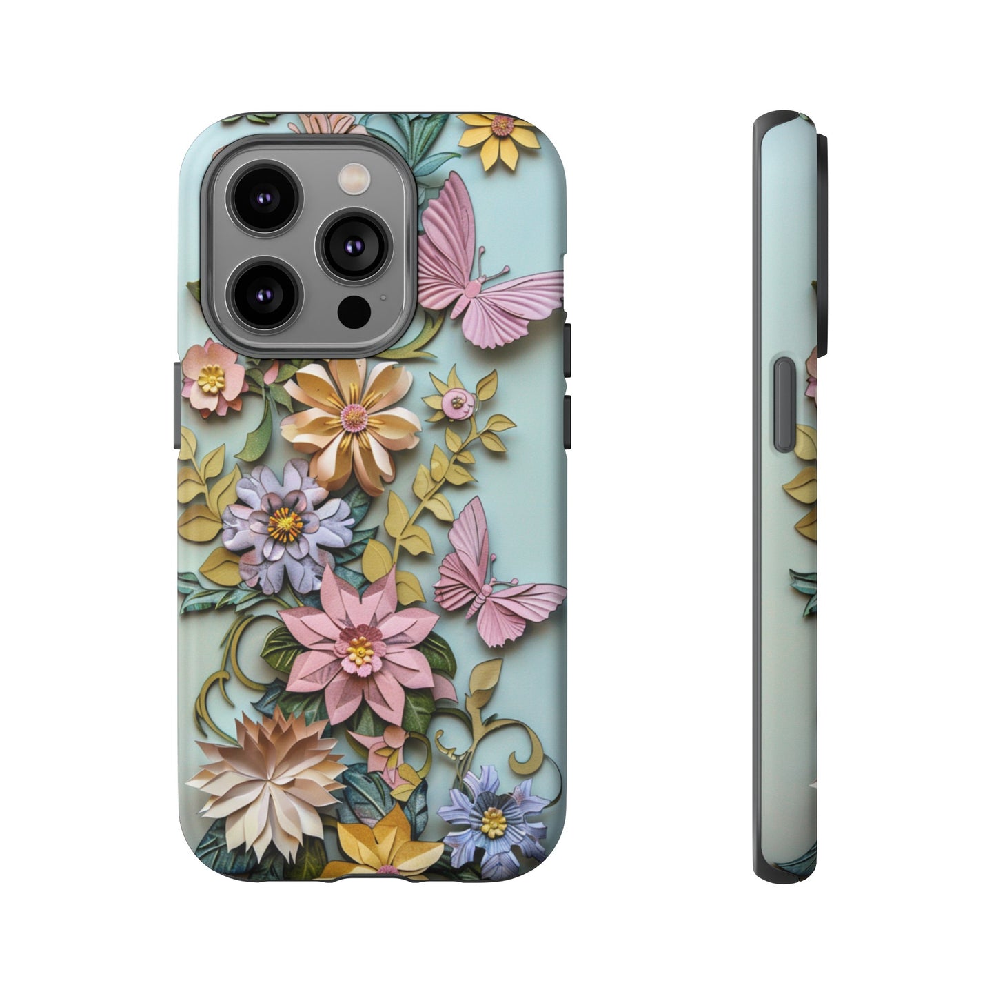 Pastel Pink Butterflies and Flowers iPhone Case