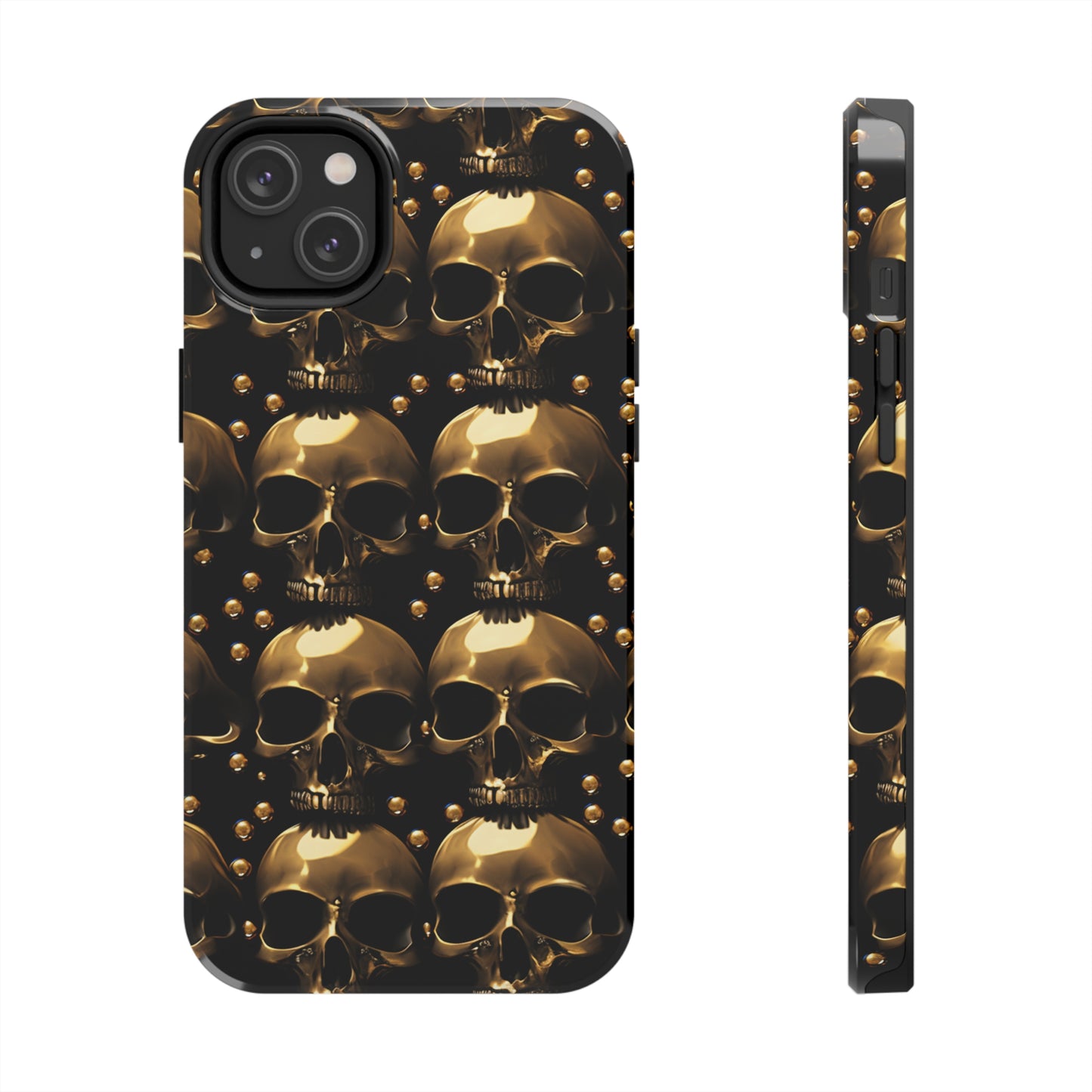 iPhone Case Golden Enigma: Where Goth Meets Glamour | Gold Skulls iPhone Tough Case