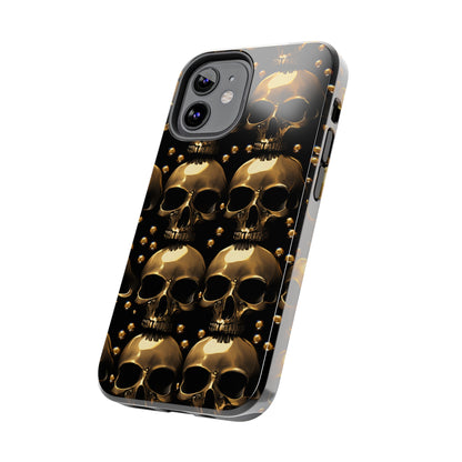 iPhone Case Golden Enigma: Where Goth Meets Glamour | Gold Skulls iPhone Tough Case