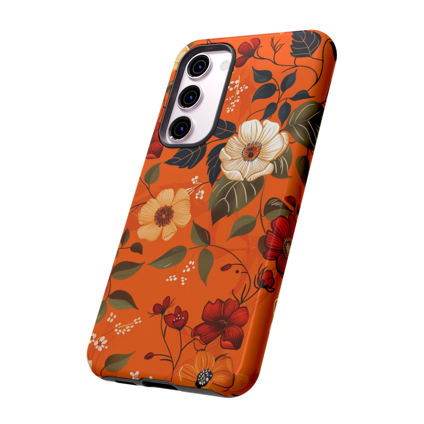 Orange Floral Phone Tough Case