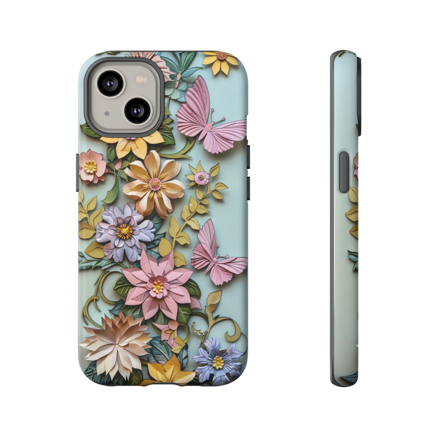 Pastel Pink Butterflies and Flowers iPhone Case