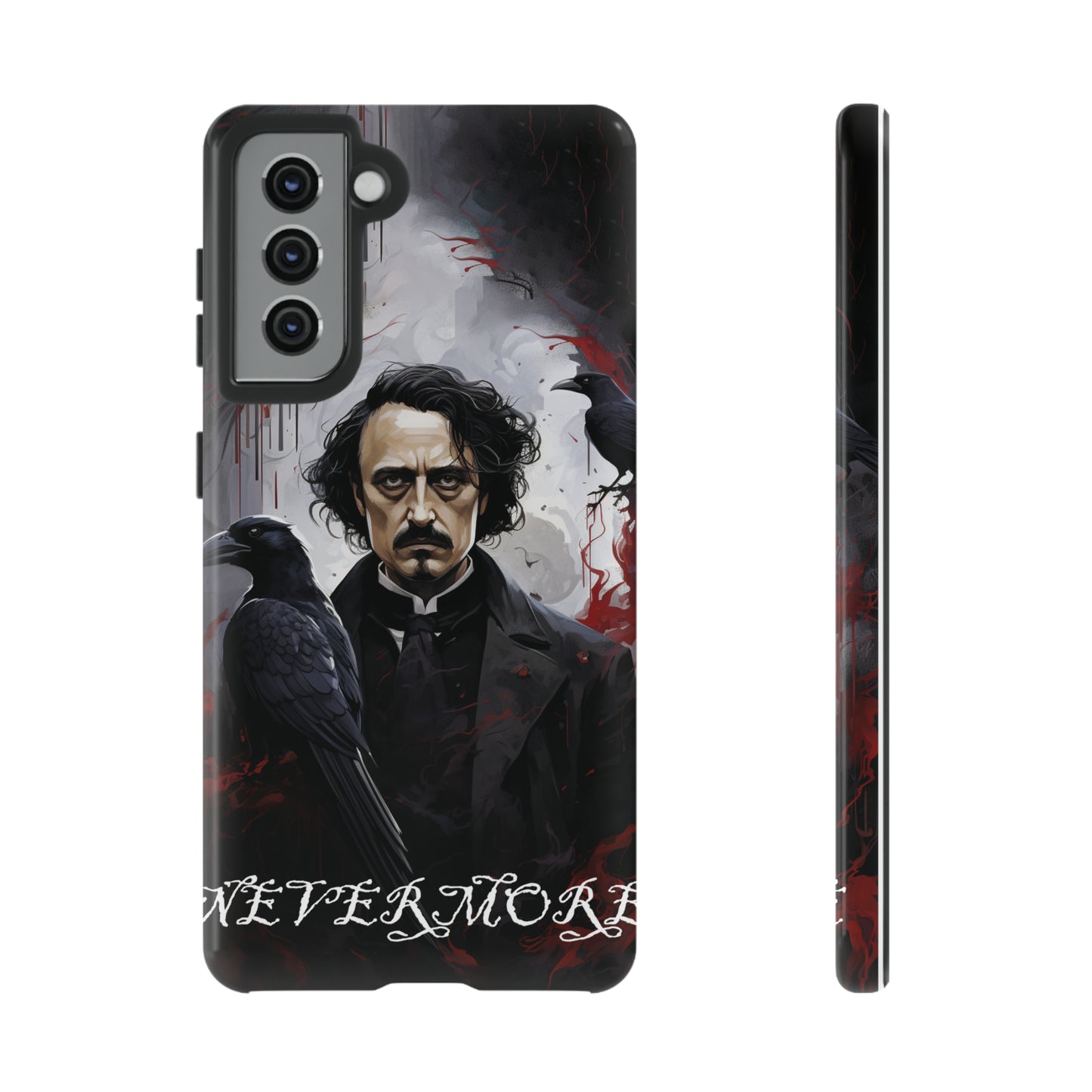 Nevermore Edgar Allen Poe, gothic Raven, Retro Samsung Galaxy Phone iPhone 15, 14 Plus 13 12 7 8 Se Horror Dark Academia Style goth Vibe