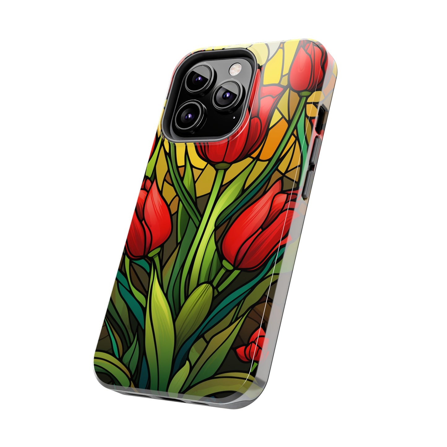 Stained Glass Tulip Floral Aesthetic iPhone Case | Embrace the Beauty of Nature in Full Bloom