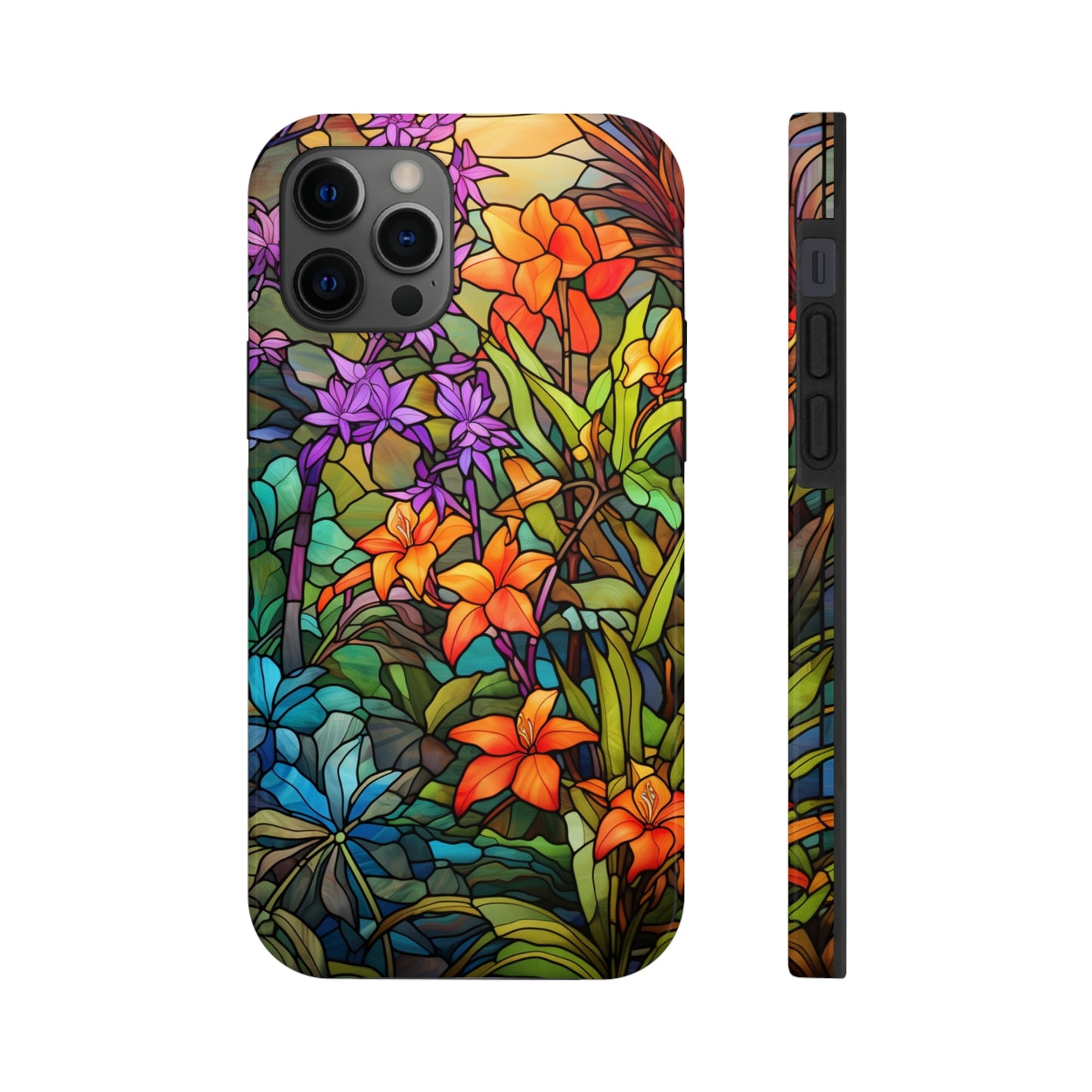 Stained Glass Phone Case Floral Aesthetic Art Nouveau Retro Samsung Galaxy Phone Tough Case iPhone 14 Plus 13 12 7 8 Se Hippie Boho