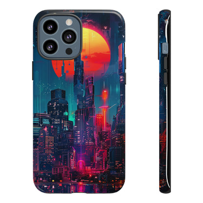 Cyberpunk Full Moon Cityscape Phone Case