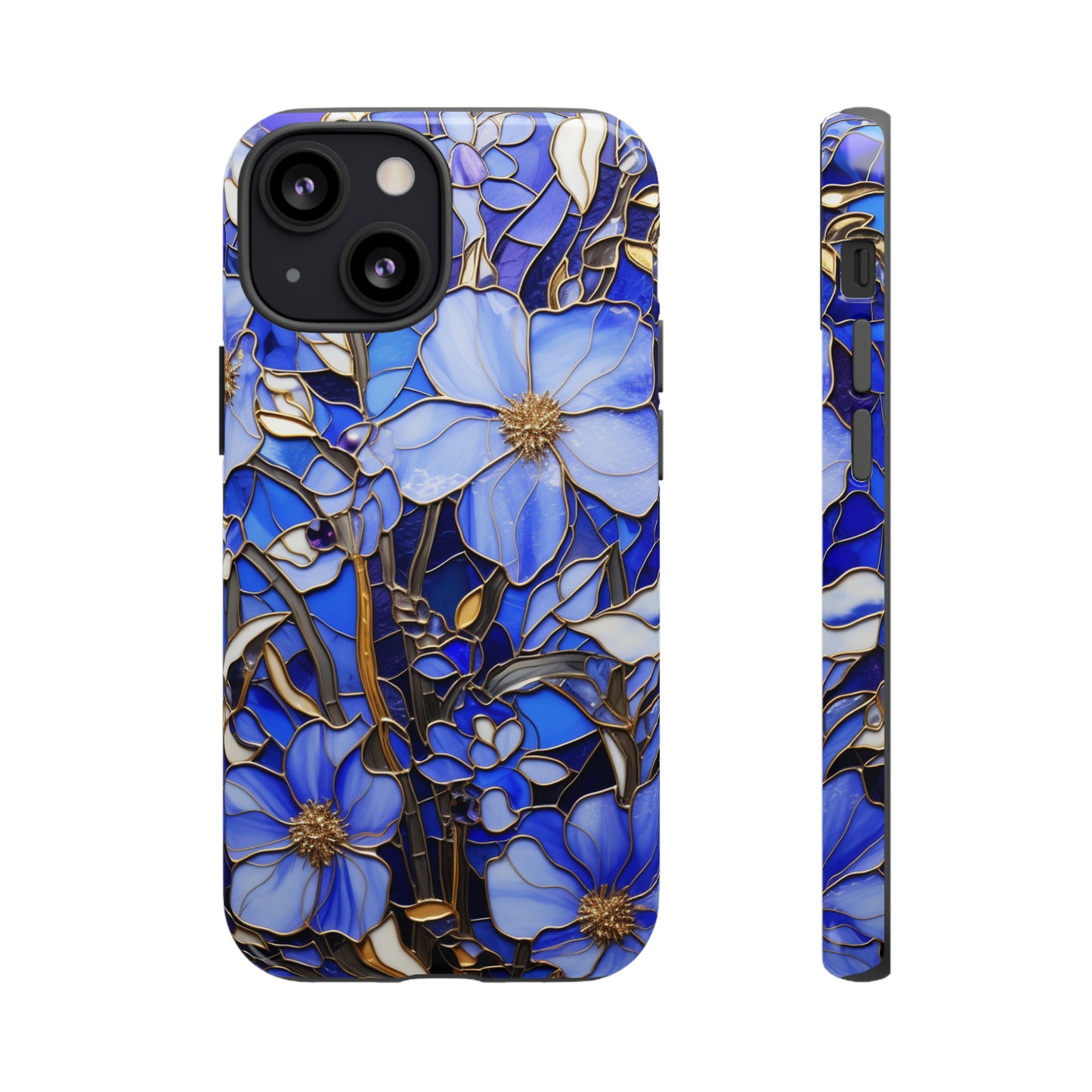 Periwinkle Stained Glass with Gold Inlay Phone Case for iPhone 15, 14, Pro Max, 13, 12 & Samsung Galaxy S23, S22, S21, Google Pixel