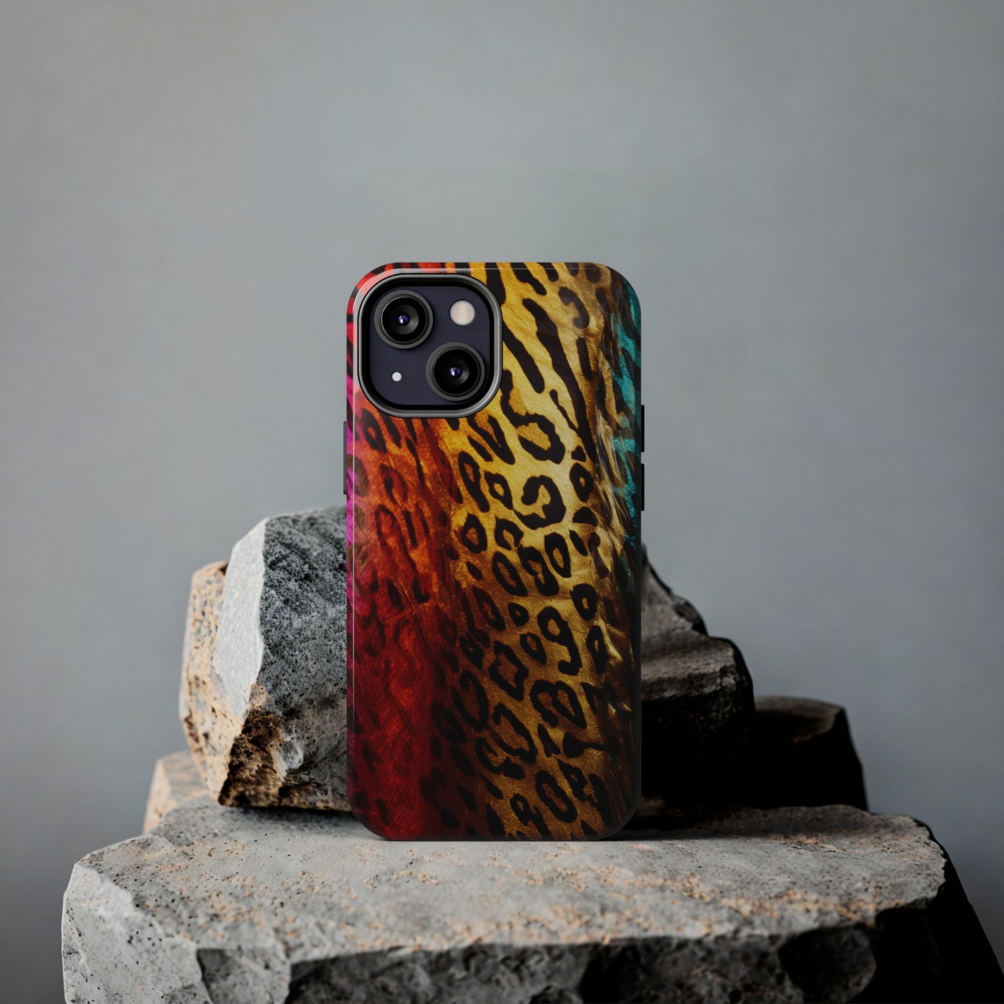 Kaleidoscopic Wild: Psychedelic Rainbow Leopard Print | Dazzling iPhone Case